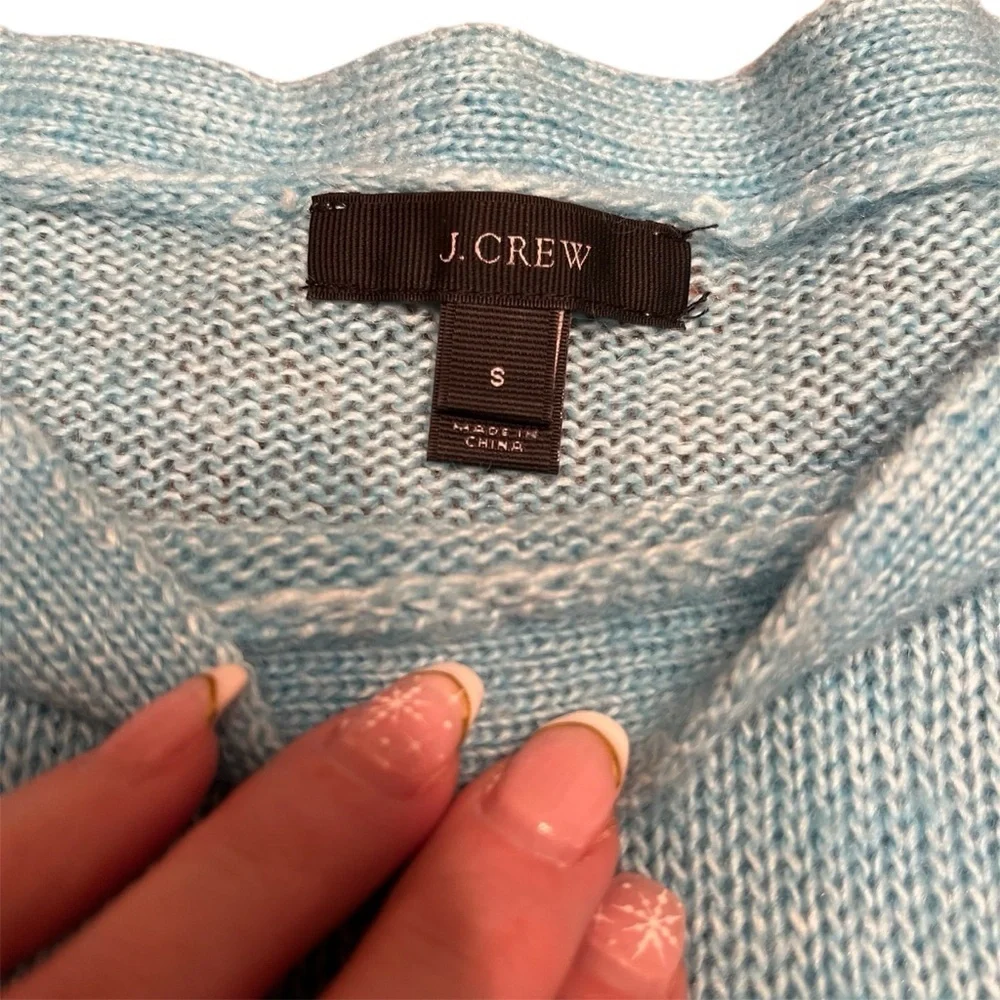 J. Crew Sky Blue Wool Mohair Blend Boat Neck Knit Sweater Size S